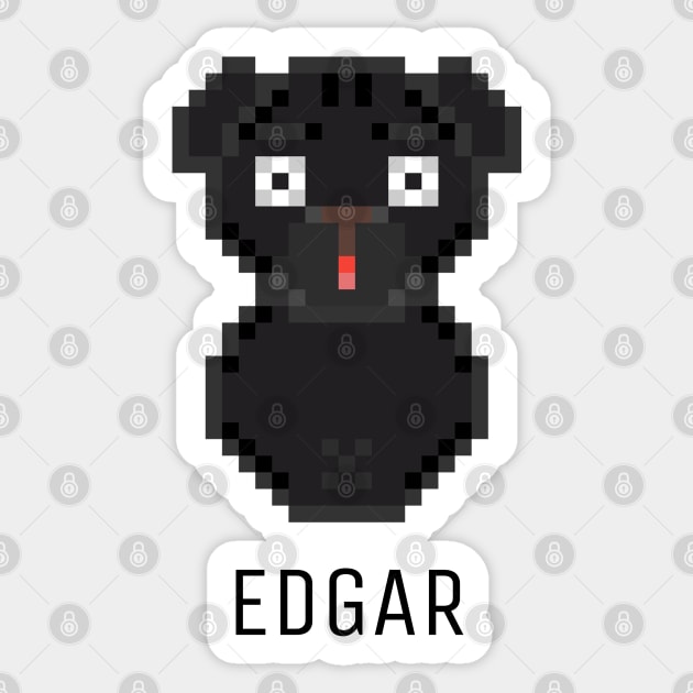 Pug Edgar Black Sticker by felixbunny